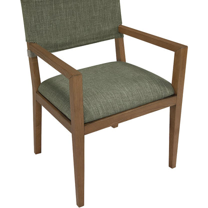 Avon Olive Linen Textured Fabric Dining Arm Chair