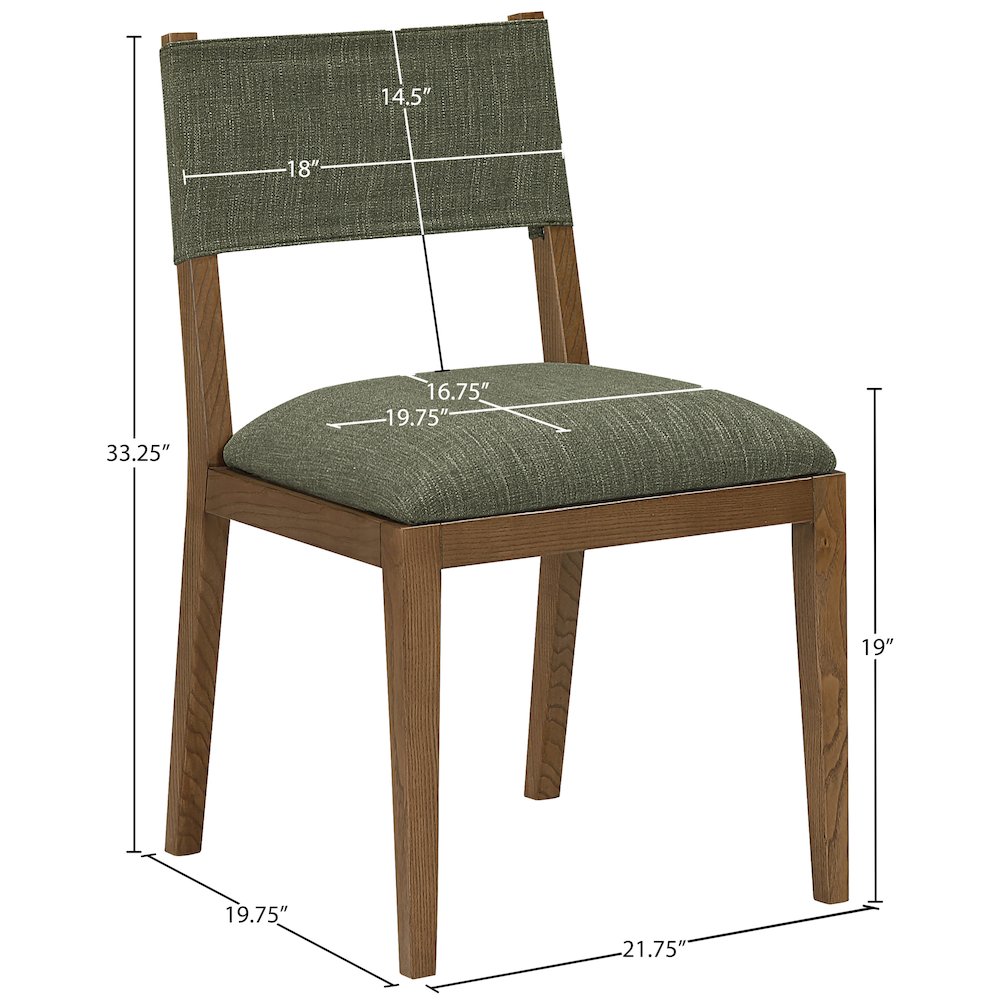 Avon Olive Linen Textured Fabric Dining Side Chair, Set of 2