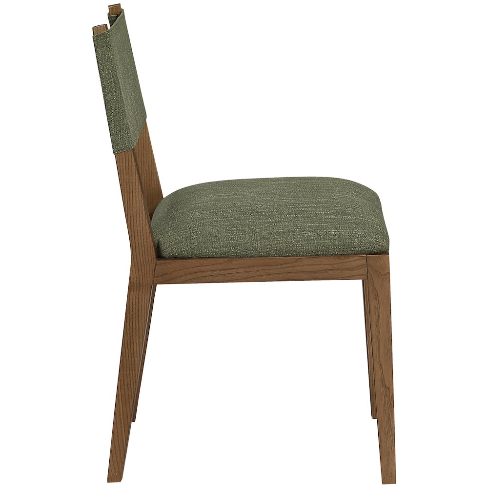 Avon Olive Linen Textured Fabric Dining Side Chair, Set of 2