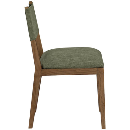 Avon Olive Linen Textured Fabric Dining Side Chair, Set of 2