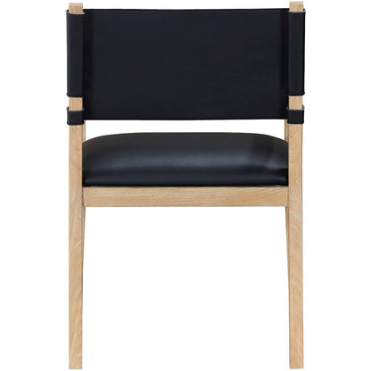 Avon Black Vegan Leather Dining Arm Chair