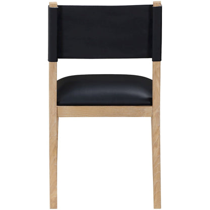 Avon Black Vegan Leather Dining Side Chair, Set of 2
