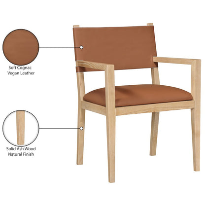 Avon Cognac Vegan Leather Dining Arm Chair
