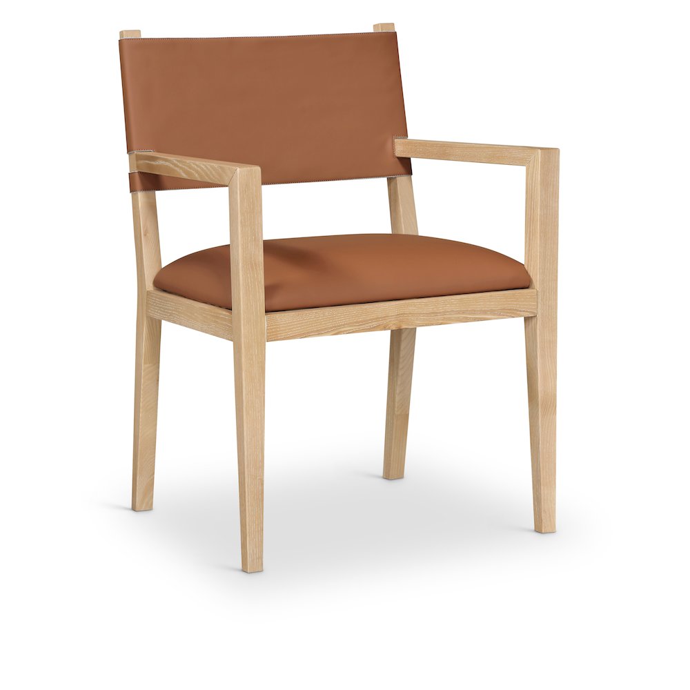 Avon Cognac Vegan Leather Dining Arm Chair