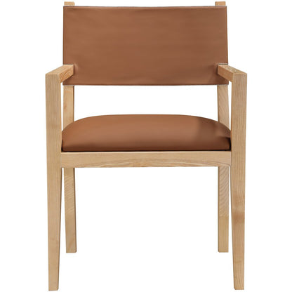 Avon Cognac Vegan Leather Dining Arm Chair