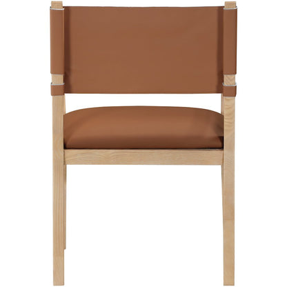 Avon Cognac Vegan Leather Dining Arm Chair