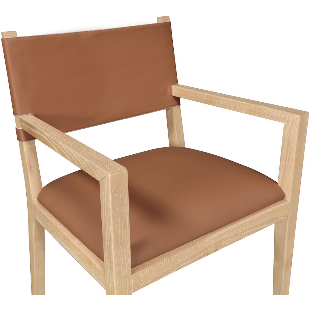 Avon Cognac Vegan Leather Dining Arm Chair
