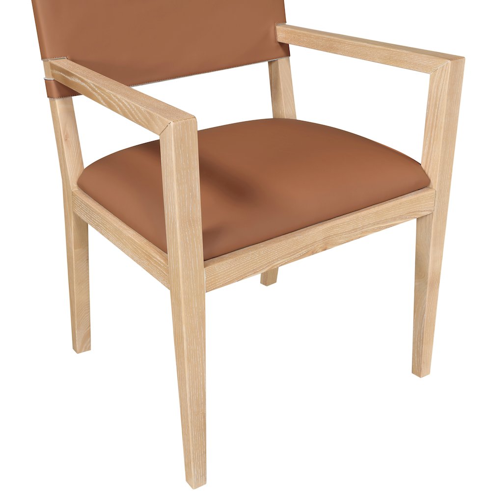 Avon Cognac Vegan Leather Dining Arm Chair