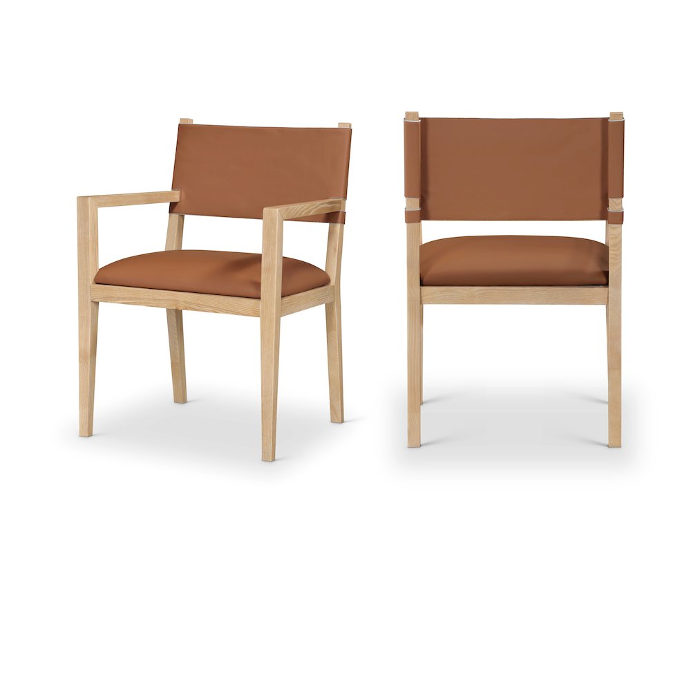 Avon Cognac Vegan Leather Dining Arm Chair