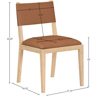 Avon Cognac Vegan Leather Dining Side Chair, Set of 2