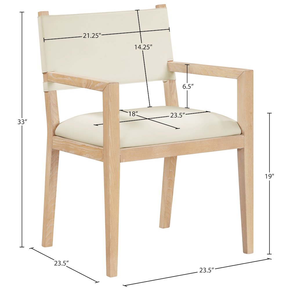 Avon Cream Vegan Leather Dining Arm Chair