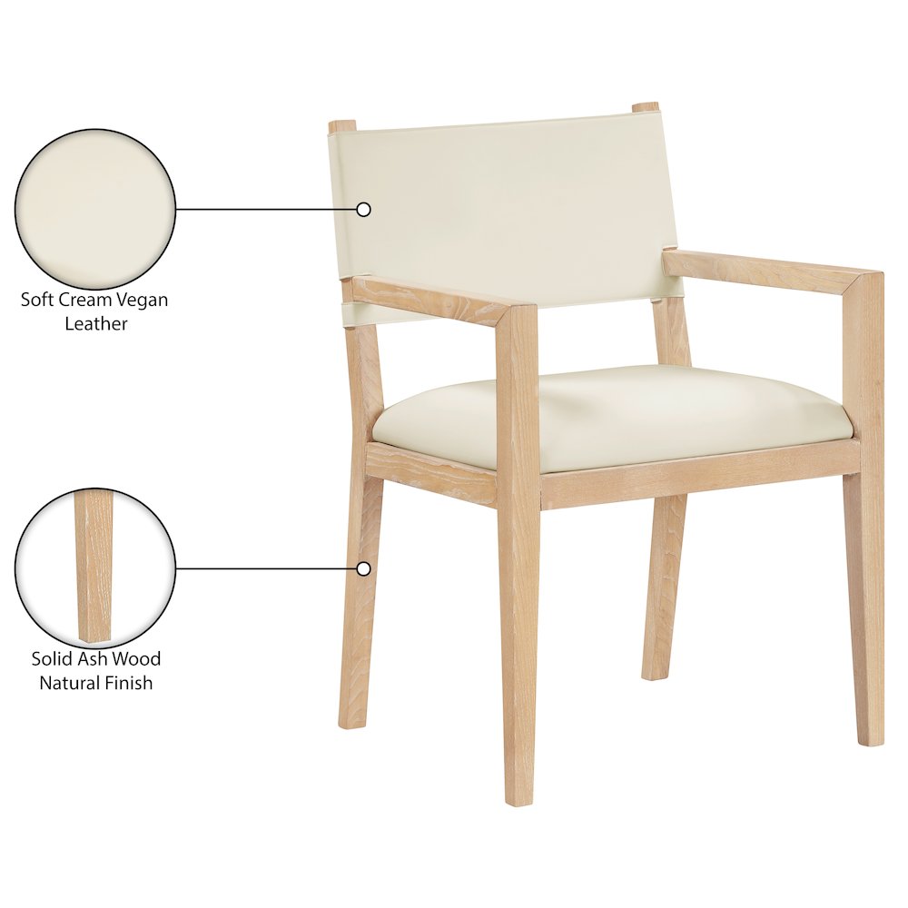 Avon Cream Vegan Leather Dining Arm Chair