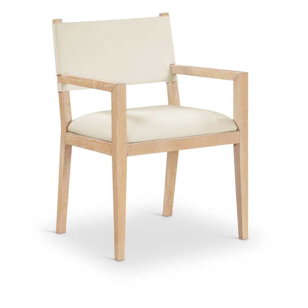 Avon Cream Vegan Leather Dining Arm Chair