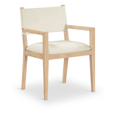Avon Cream Vegan Leather Dining Arm Chair