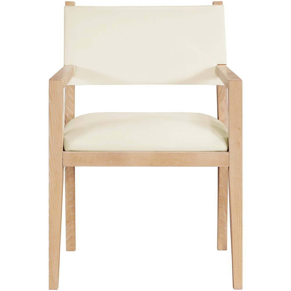 Avon Cream Vegan Leather Dining Arm Chair