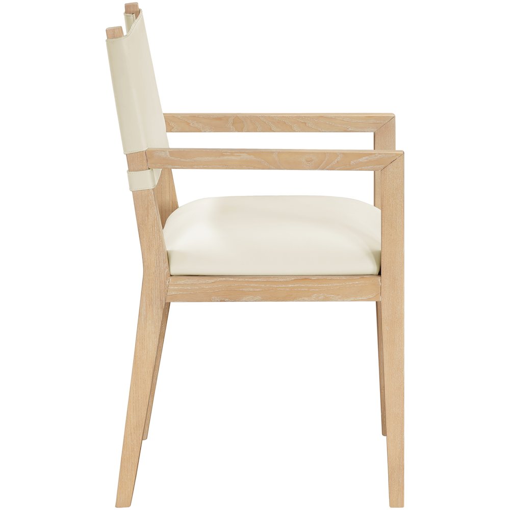 Avon Cream Vegan Leather Dining Arm Chair