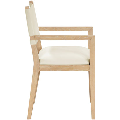 Avon Cream Vegan Leather Dining Arm Chair