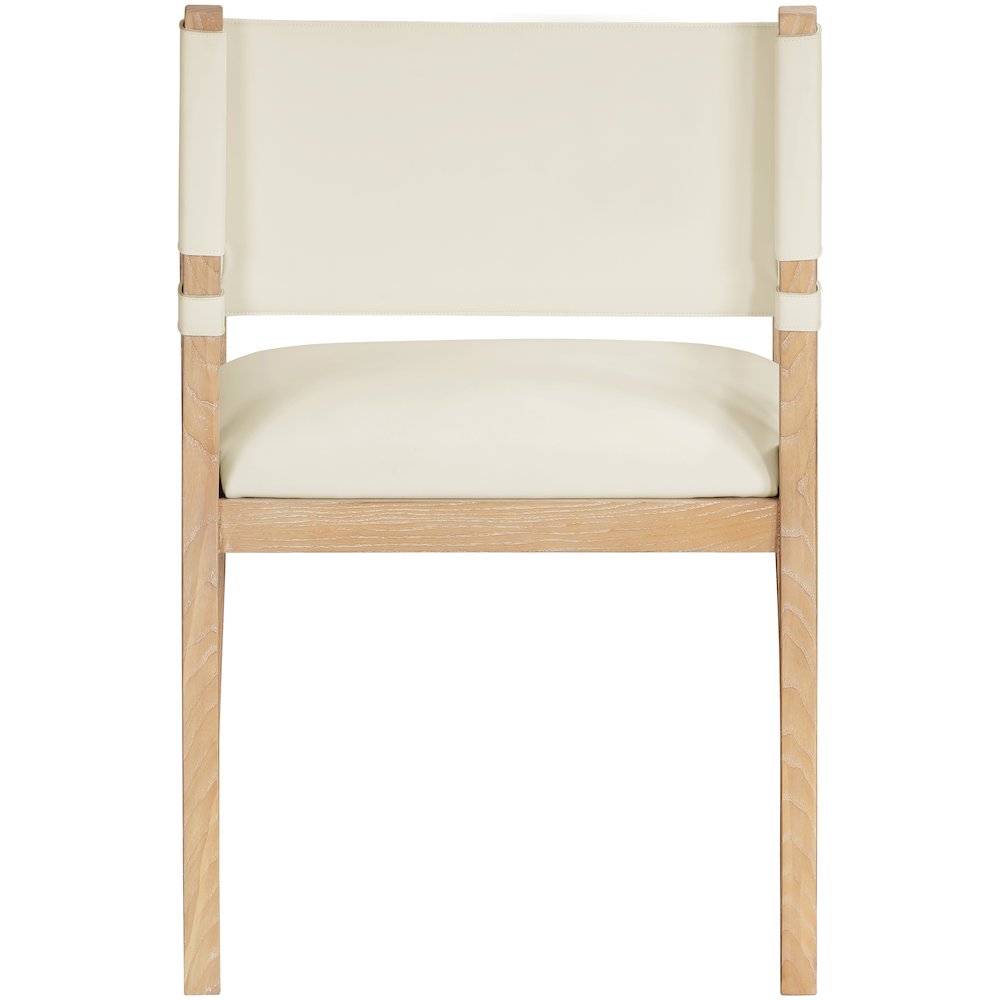 Avon Cream Vegan Leather Dining Arm Chair