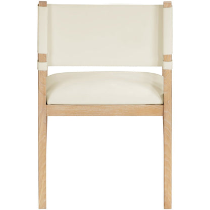 Avon Cream Vegan Leather Dining Arm Chair