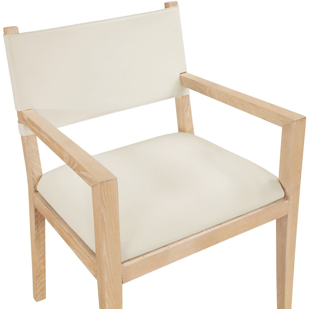 Avon Cream Vegan Leather Dining Arm Chair