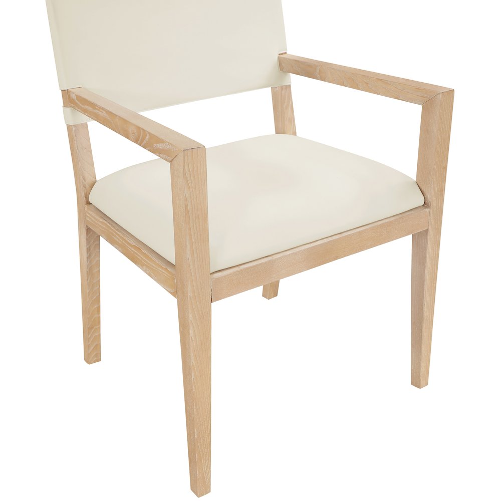 Avon Cream Vegan Leather Dining Arm Chair