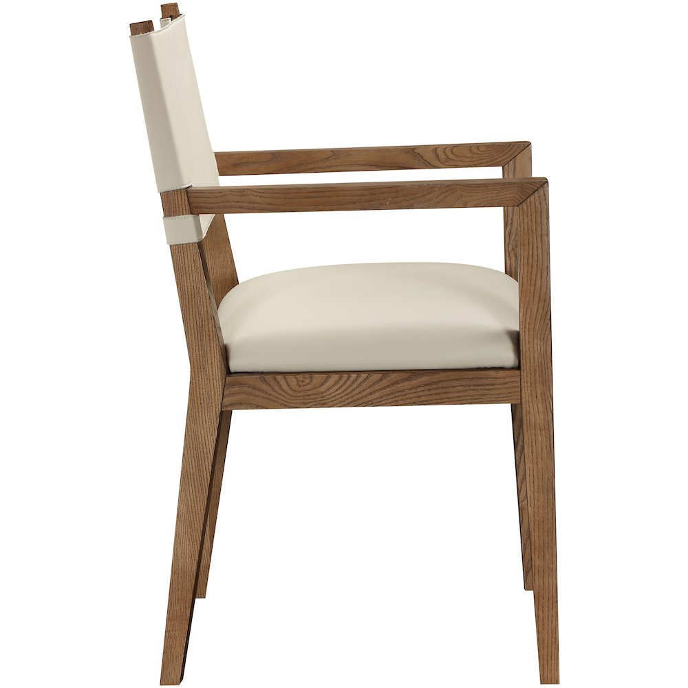 Avon Beige Vegan Leather Dining Arm Chair