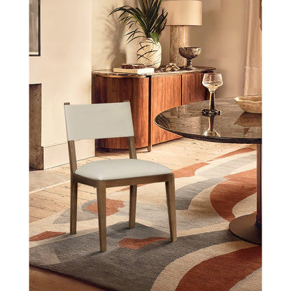 Avon Beige Vegan Leather Dining Side Chair, Set of 2