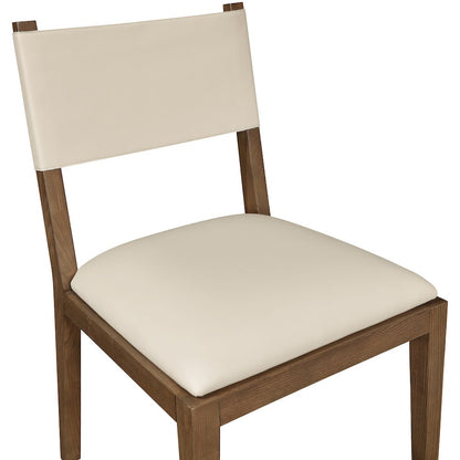 Avon Beige Vegan Leather Dining Side Chair, Set of 2