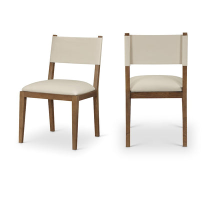 Avon Beige Vegan Leather Dining Side Chair, Set of 2
