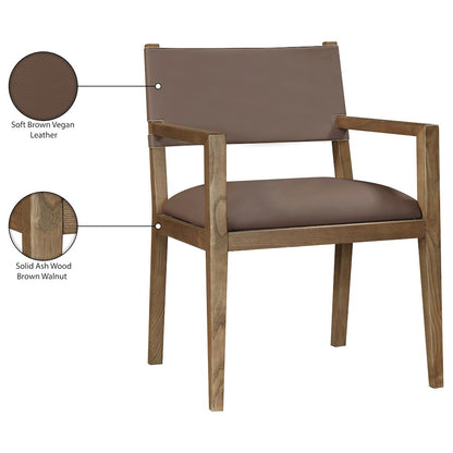 Avon Brown Vegan Leather Dining Arm Chair
