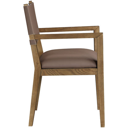 Avon Brown Vegan Leather Dining Arm Chair
