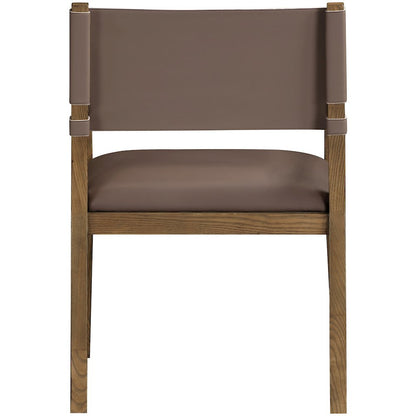 Avon Brown Vegan Leather Dining Arm Chair