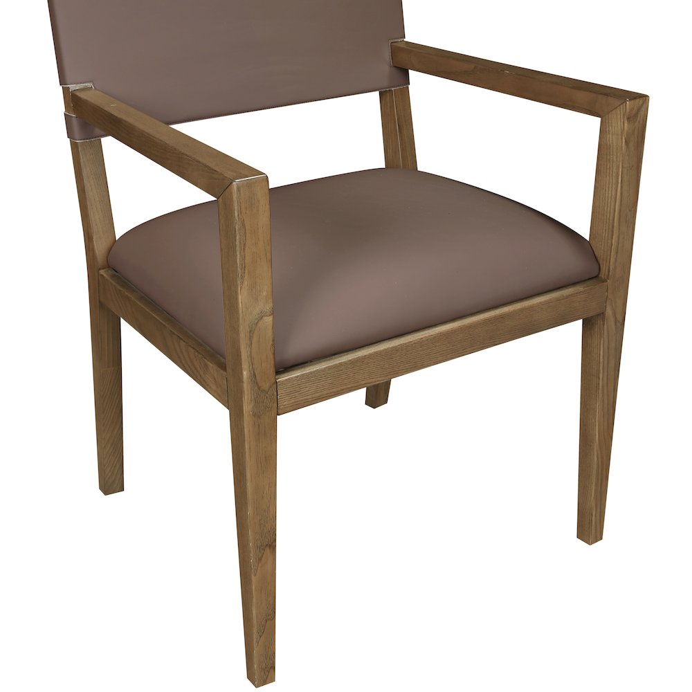 Avon Brown Vegan Leather Dining Arm Chair
