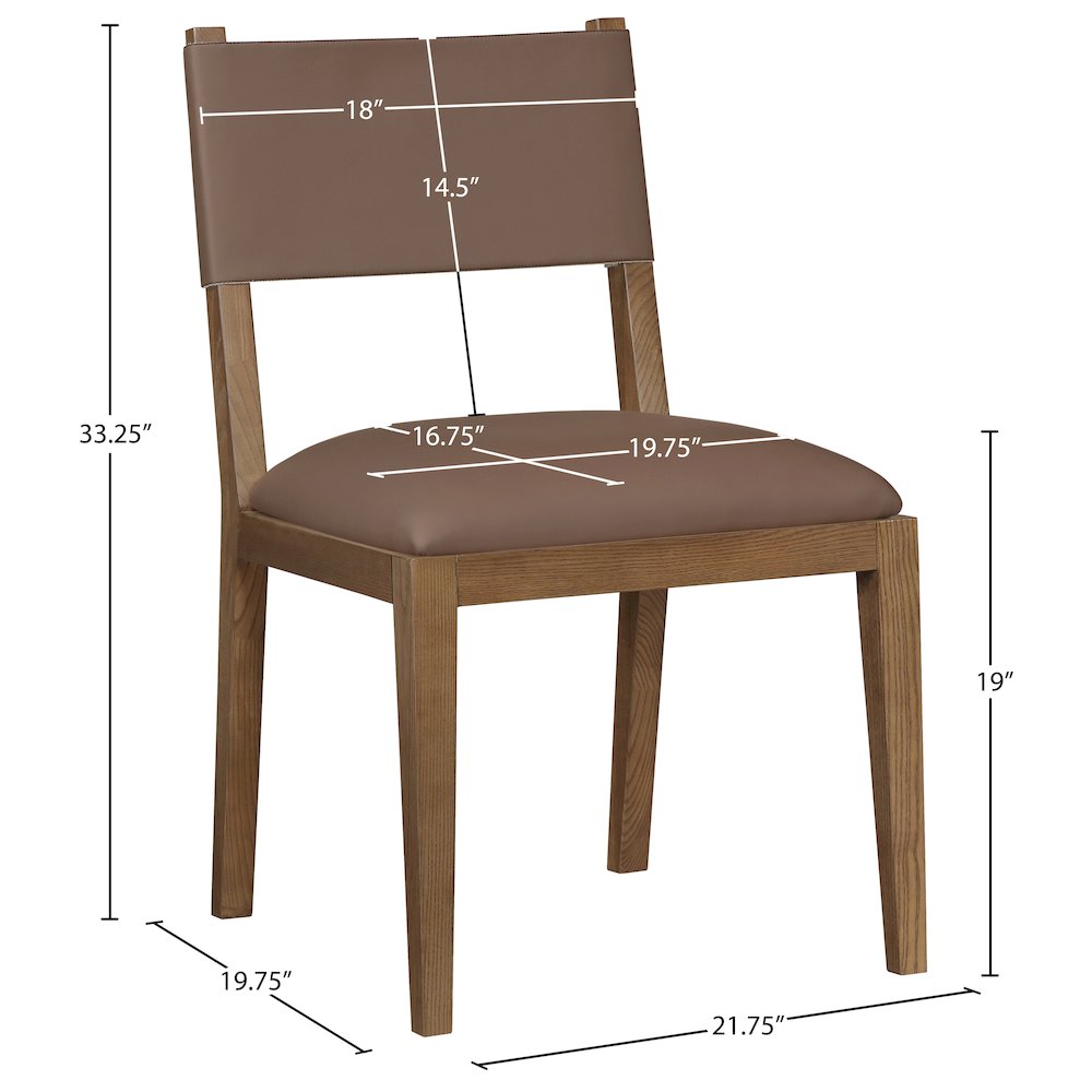 Avon Brown Vegan Leather Dining Side Chair, Set of 2