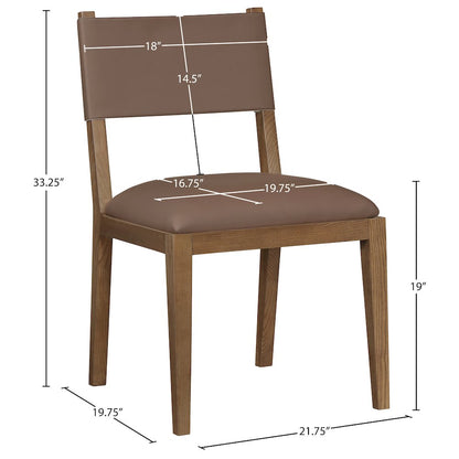 Avon Brown Vegan Leather Dining Side Chair, Set of 2