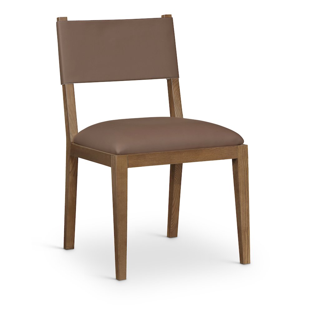 Avon Brown Vegan Leather Dining Side Chair, Set of 2