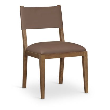 Avon Brown Vegan Leather Dining Side Chair, Set of 2