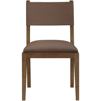 Avon Brown Vegan Leather Dining Side Chair, Set of 2