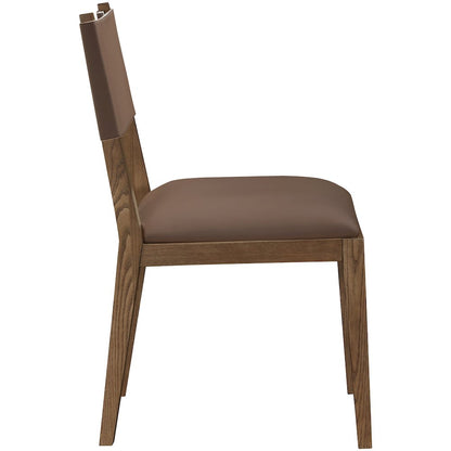Avon Brown Vegan Leather Dining Side Chair, Set of 2