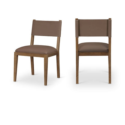 Avon Brown Vegan Leather Dining Side Chair, Set of 2