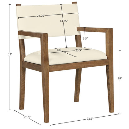 Avon Cream Vegan Leather Dining Arm Chair