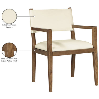 Avon Cream Vegan Leather Dining Arm Chair