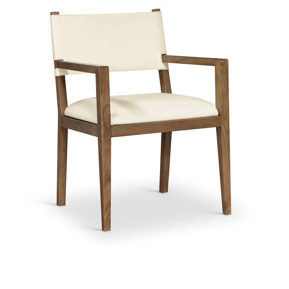 Avon Cream Vegan Leather Dining Arm Chair