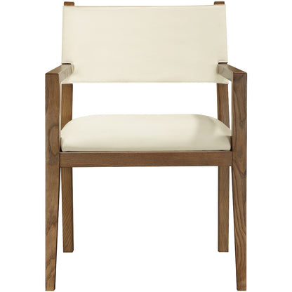 Avon Cream Vegan Leather Dining Arm Chair