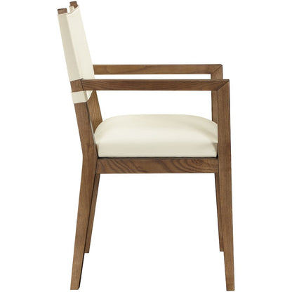 Avon Cream Vegan Leather Dining Arm Chair
