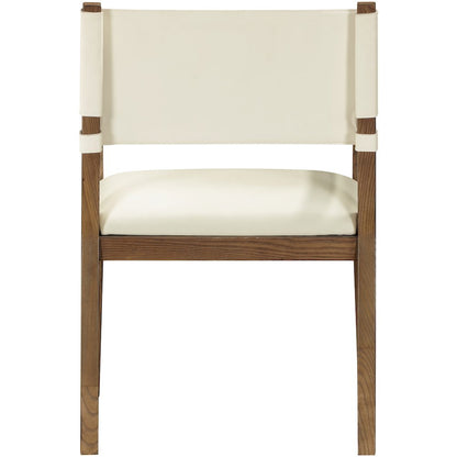 Avon Cream Vegan Leather Dining Arm Chair