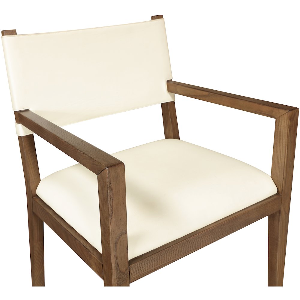 Avon Cream Vegan Leather Dining Arm Chair