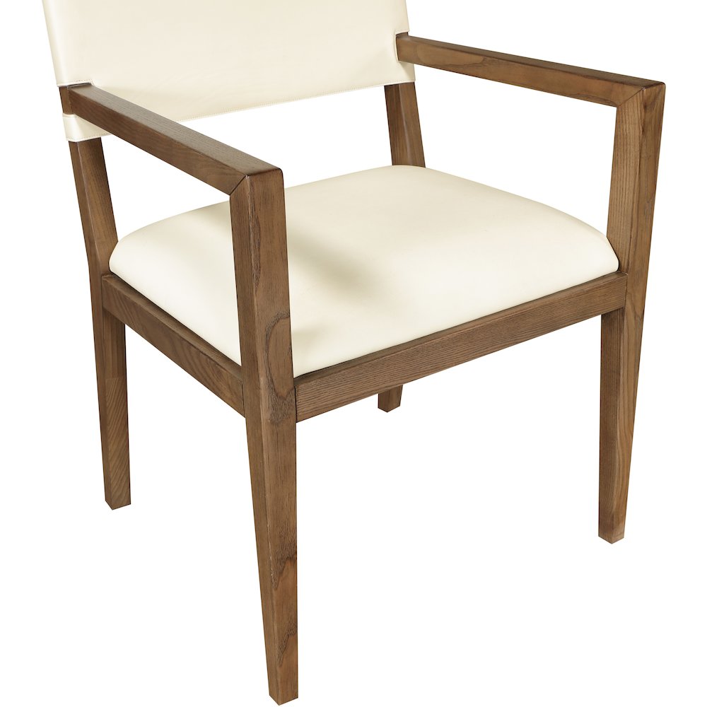 Avon Cream Vegan Leather Dining Arm Chair