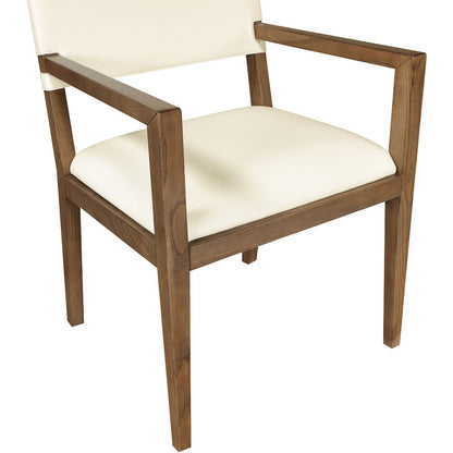 Avon Cream Vegan Leather Dining Arm Chair