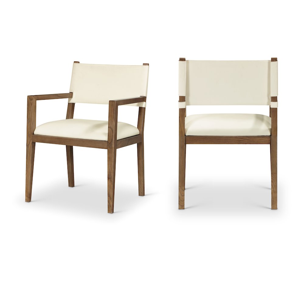 Avon Cream Vegan Leather Dining Arm Chair